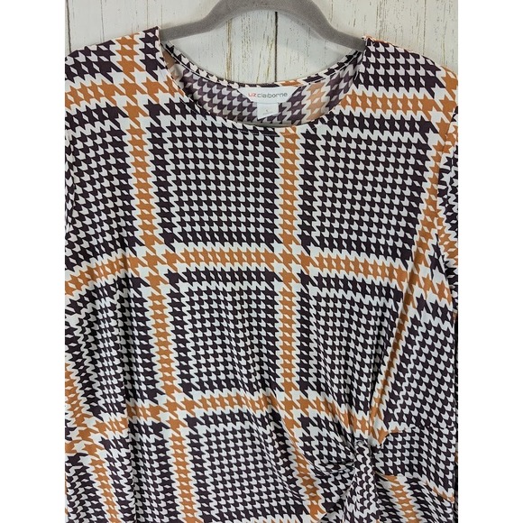 Liz Claiborne‎ Size Large Multicolor Geometric 3/4 Sleeve Womems Blouse - Picture 3 of 8